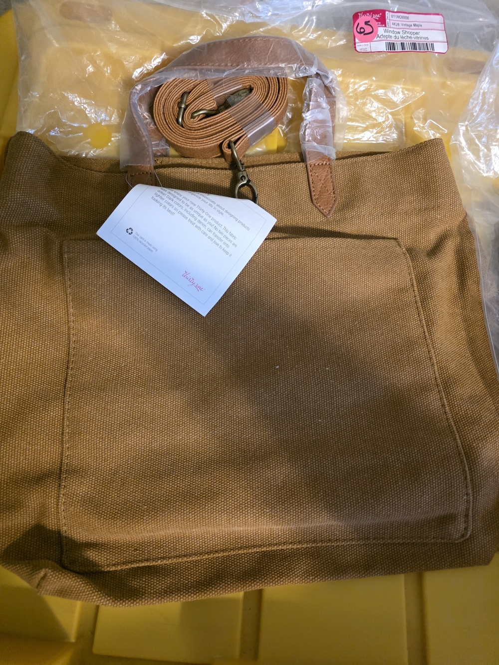 thirty-one Canvas Crossbody Tote in Caramel Brown